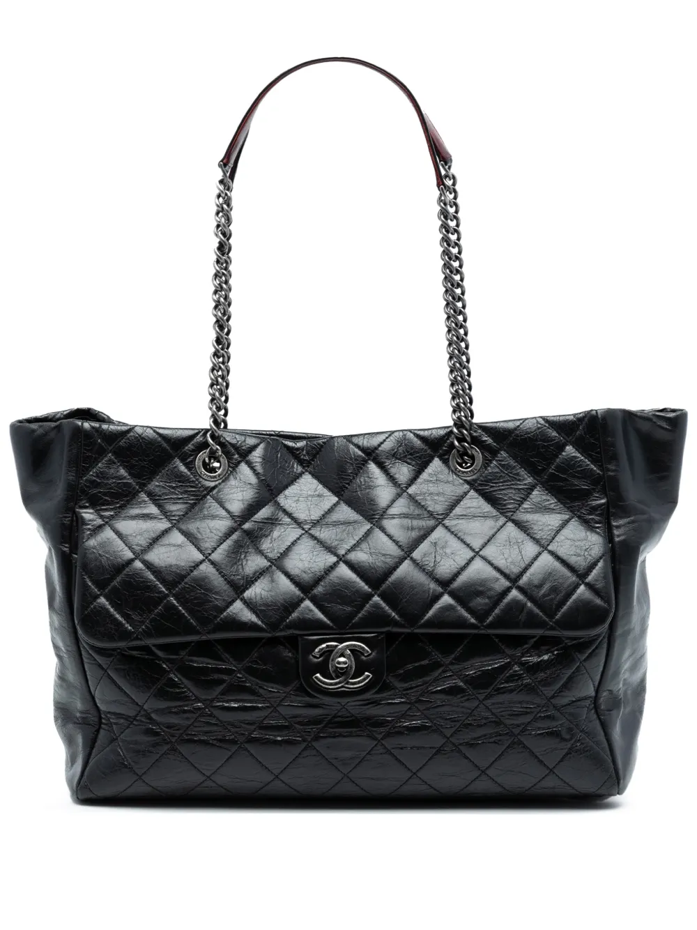 CHANEL Pre-Owned 2014 Large Quilted Glazed Calfskin Duo Color tote bag - Nero