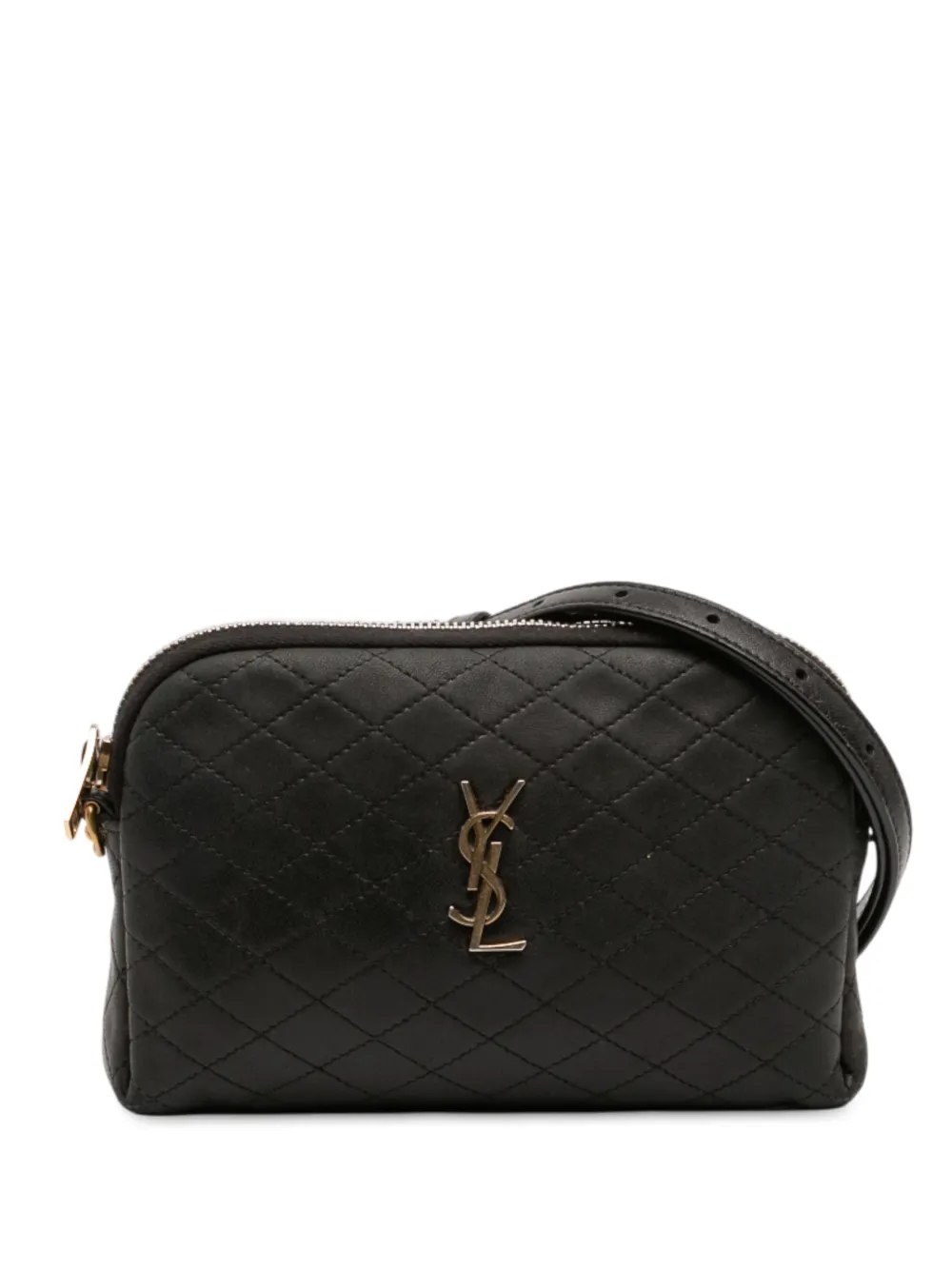 Saint Laurent Pre-Owned 2022 Mini Quilted Lambskin Gaby Zippered Pouch crossbody bag - Nero