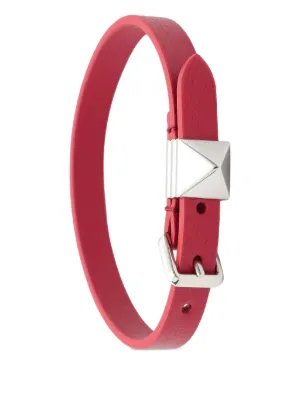 Valentino Garavani Red Leather Bracelet with Gold Pyramid Studs s-l400.jpg main image 3