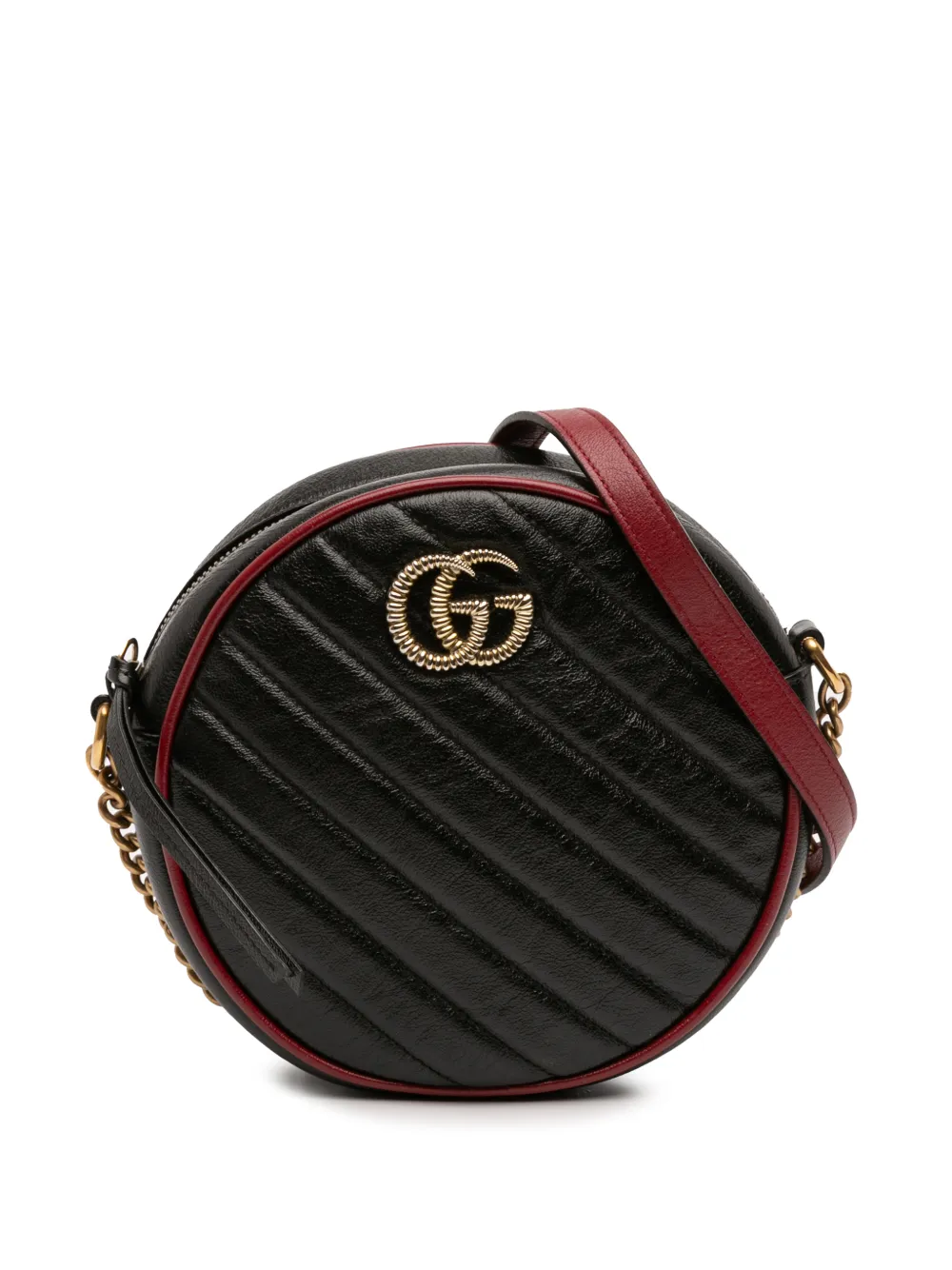 Gucci Pre-Owned 2016-2025 Mini GG Marmont Matelasse Leather Torchon Round crossbody bag - Nero