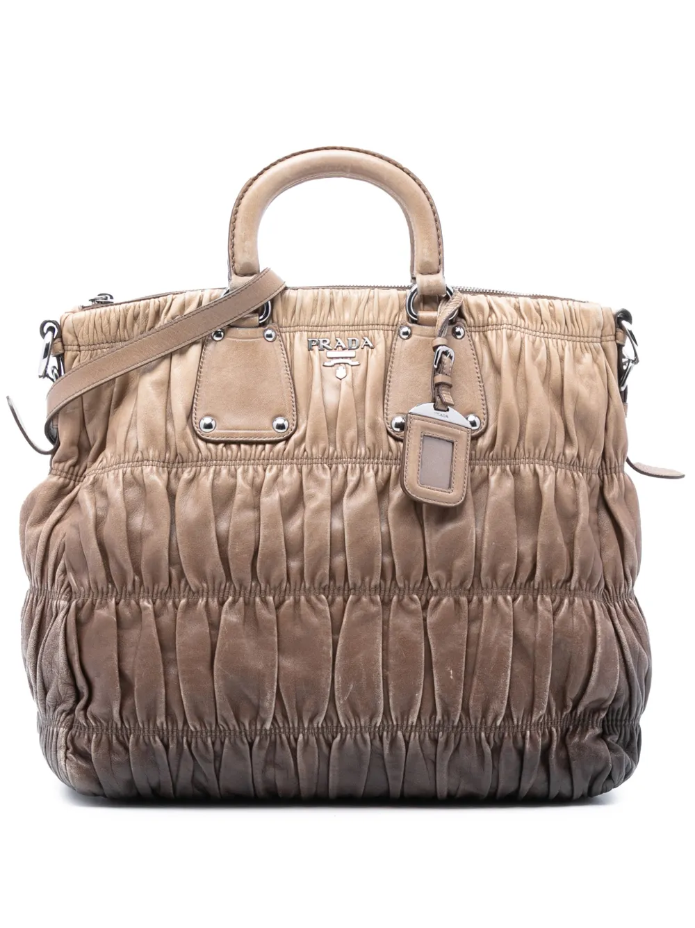 Prada Pre-Owned 2000-2025 Nappa Gaufre Ombre satchel - Marrone