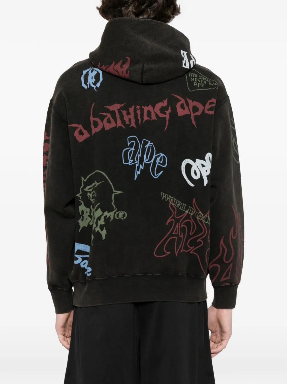 A BATHING APE Hoodie met logoprint Bruin