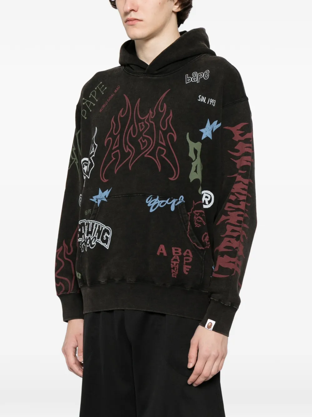 A BATHING APE Hoodie met logoprint Bruin