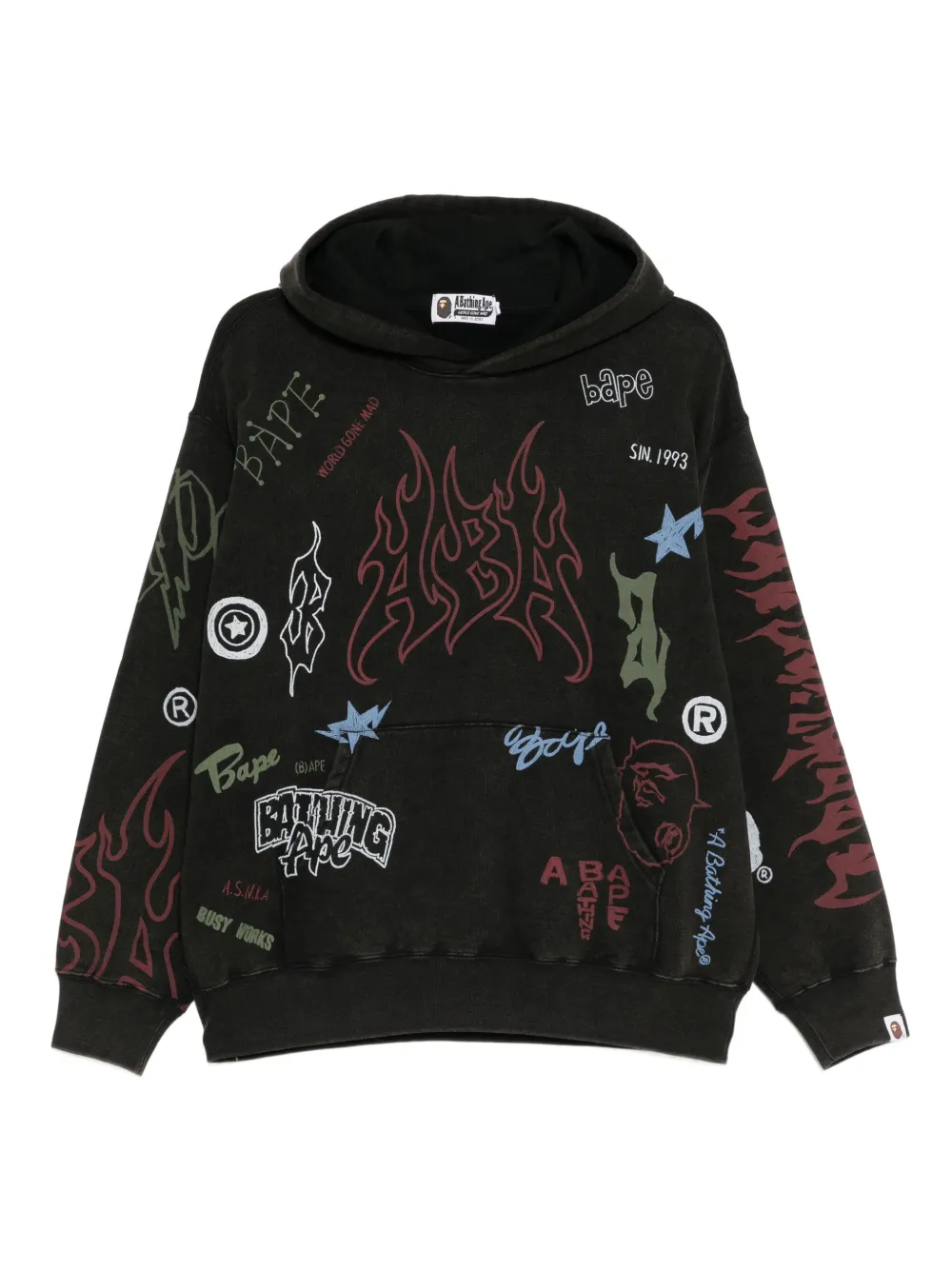 A BATHING APE® logo-print hoodie - Marrone