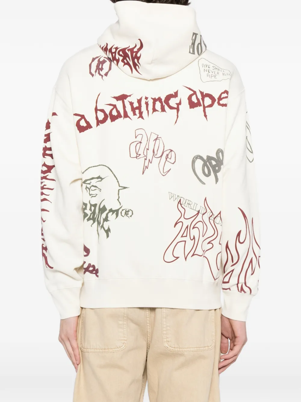 A BATHING APE® logo-print Hoodie | Neutrals | FARFETCH