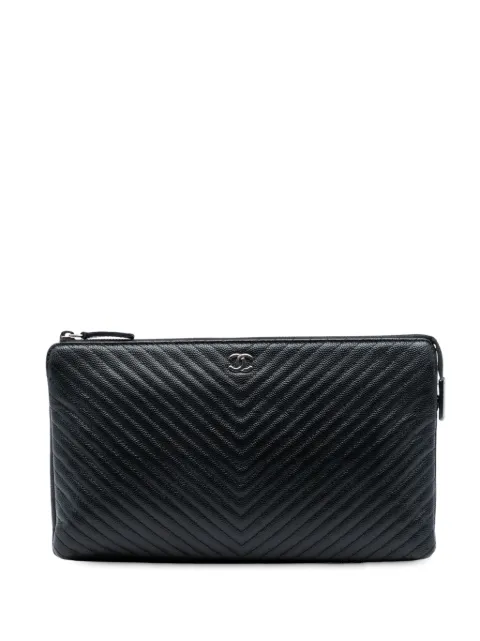 CHANEL Pre-Owned 2016-2017 CC Chevron Caviar Zip clutch bag