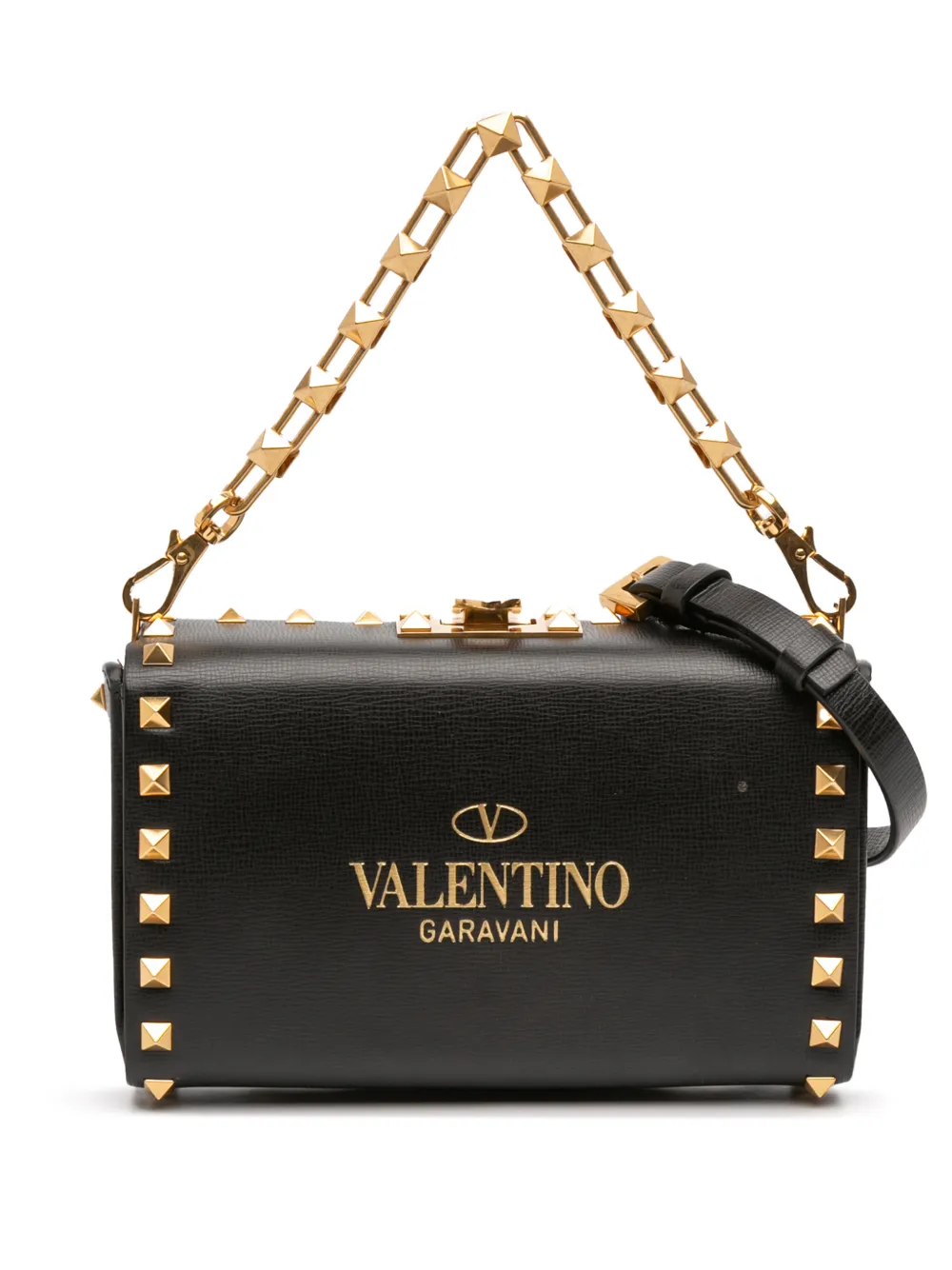 Valentino Garavani Pre-Owned 2010-2025 Leather Rockstud Alcove Box satchel - Nero