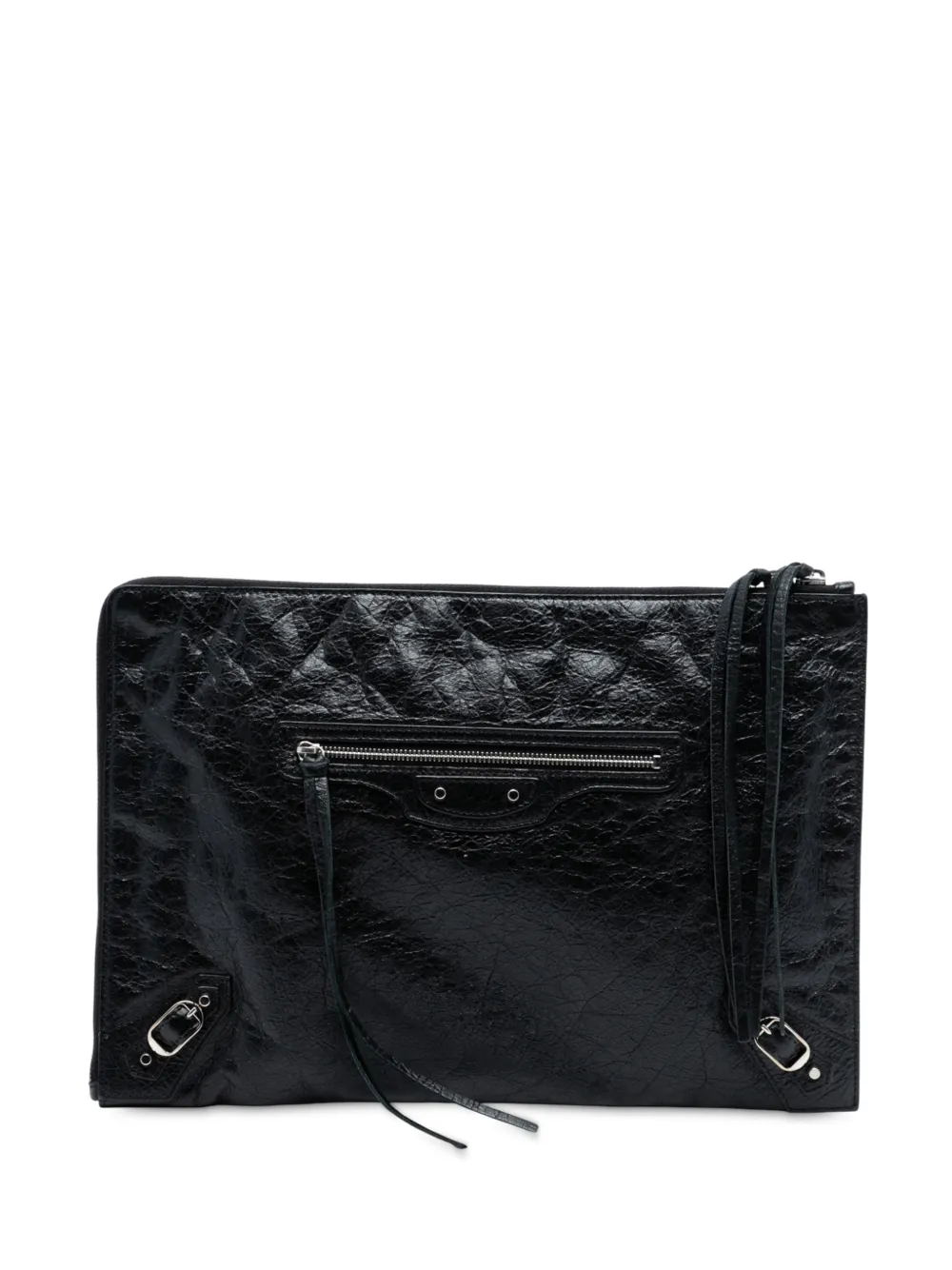 Balenciaga Pre-Owned 2016 Lambskin Motocross Classic Zip Around Flat clutch bag - Nero