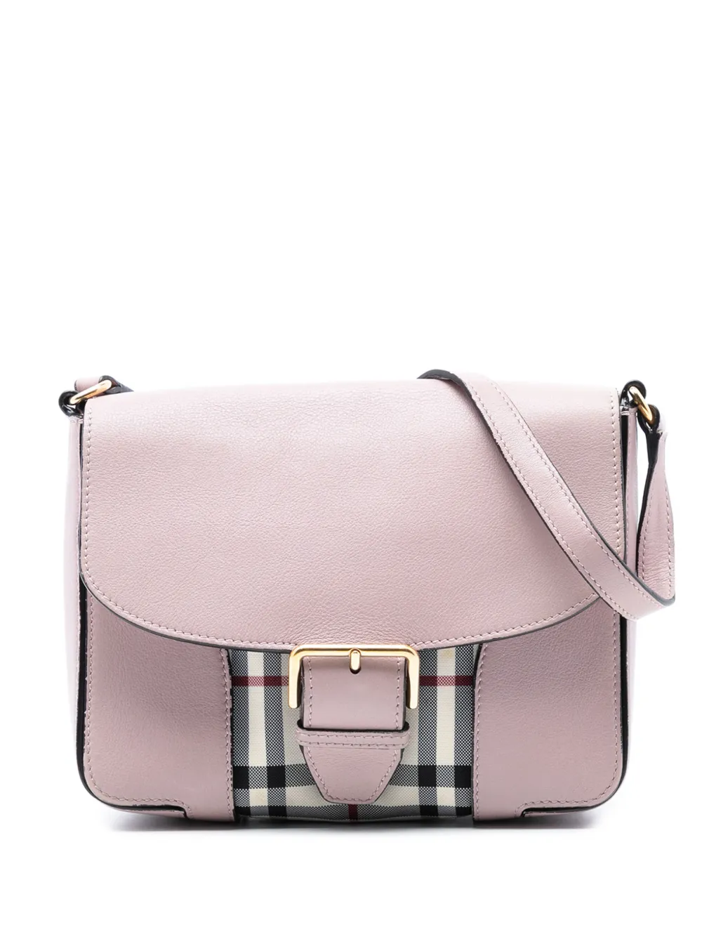 Burberry Pre-Owned 2000-2017 Small Haymarket Check Trimmed Leather Dickens crossbody bag - Rosa