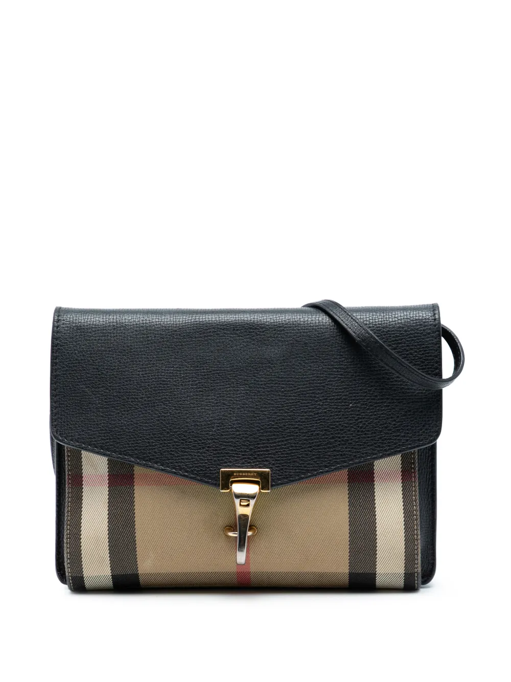 Burberry Pre-Owned 2000-2017 Small Leather and House Check Canvas Derby Macken crossbody bag - Marrone