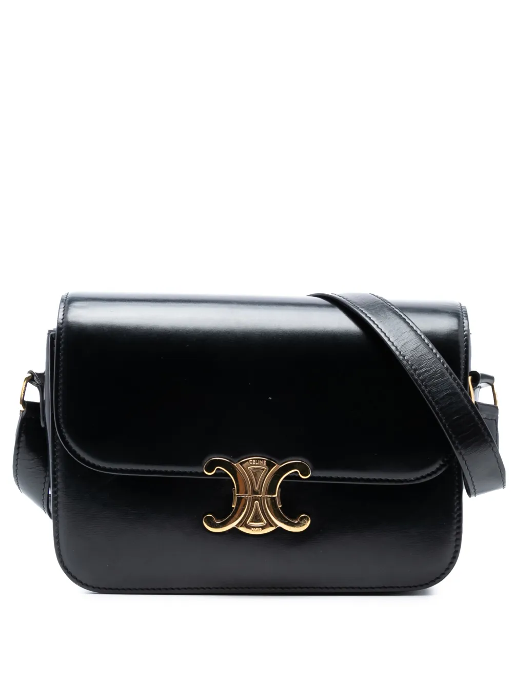 Celine Pre-Owned 2022 Classique Shiny Calfskin Triomphe crossbody bag - Nero