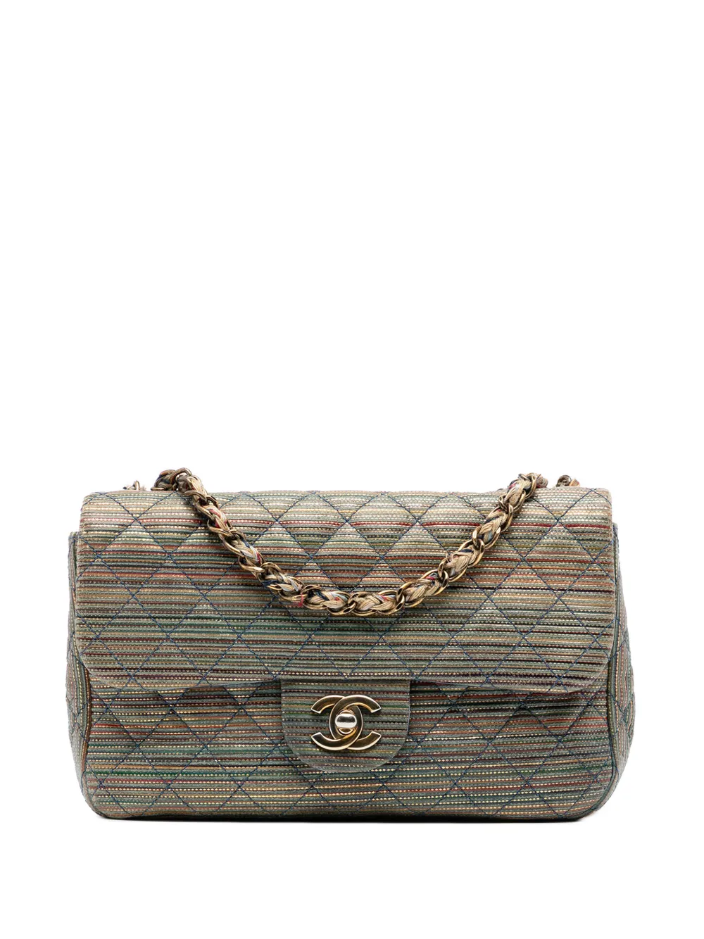 CHANEL Pre-Owned 2015-2016 Paris Seoul Small Metallic Lambskin Striped Flap shoulder bag - Oro