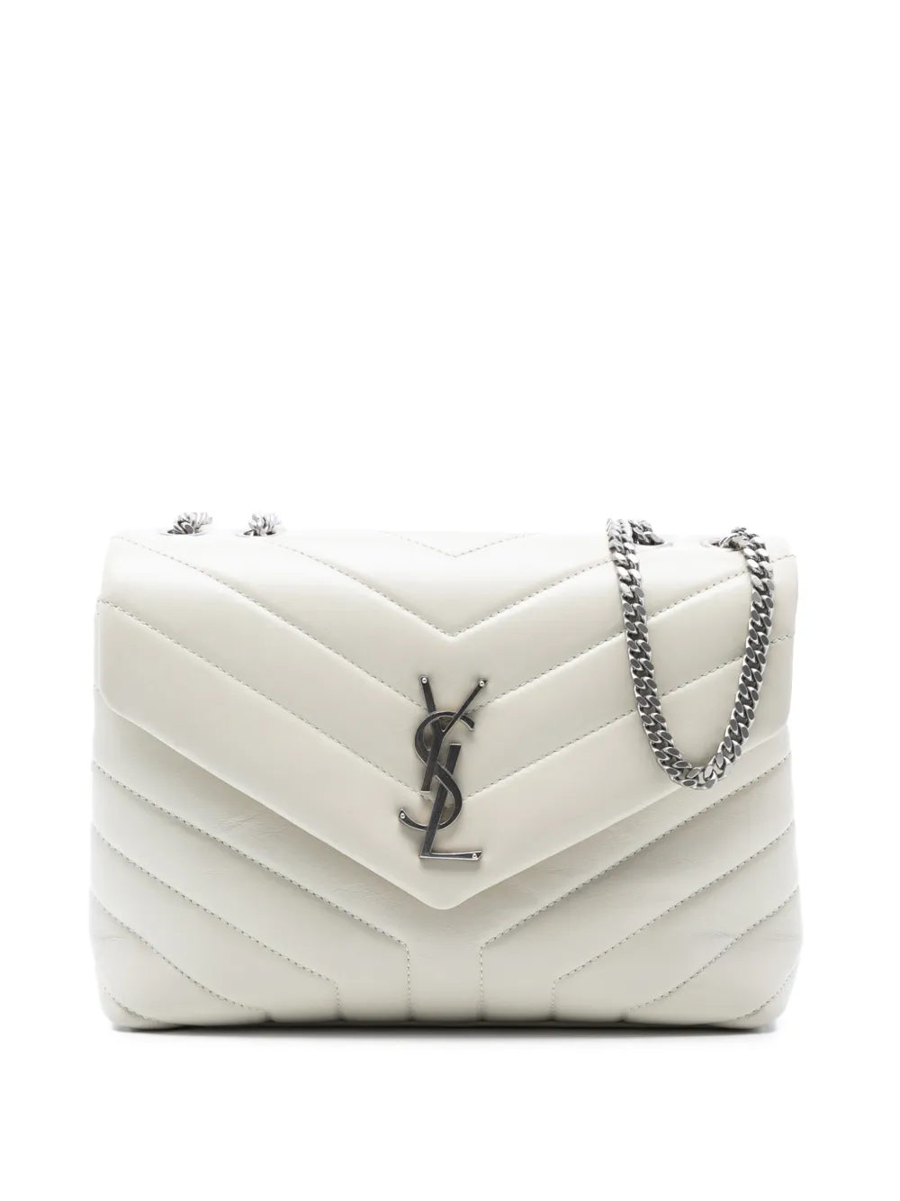 Saint Laurent Pre-Owned Borsa a spalla LouLou piccola in pelle di vitello con monogramma 2020 - Bianco