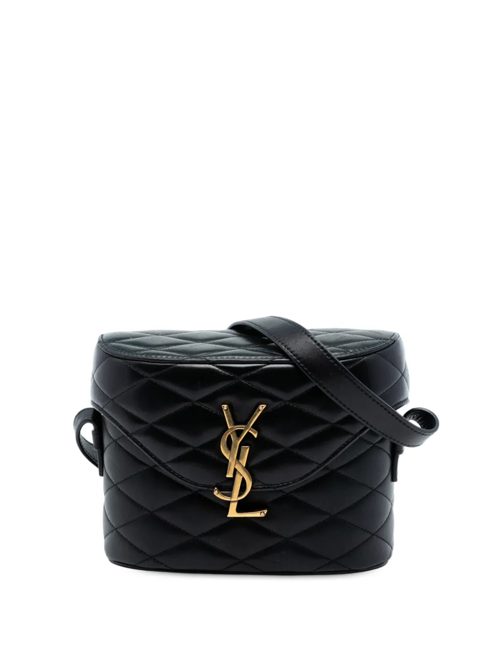 Pre-owned Saint Laurent 2023 Quilted Lambskin Monogram June Box Bag Crossbody Bag In Black