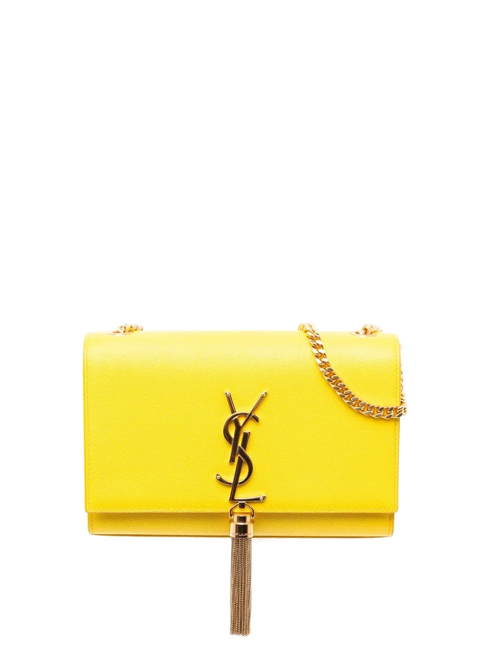 Saint Laurent Pre-Owned 2018 Small Grain de Poudre Monogram Kate Tassel crossbody bag - Yellow