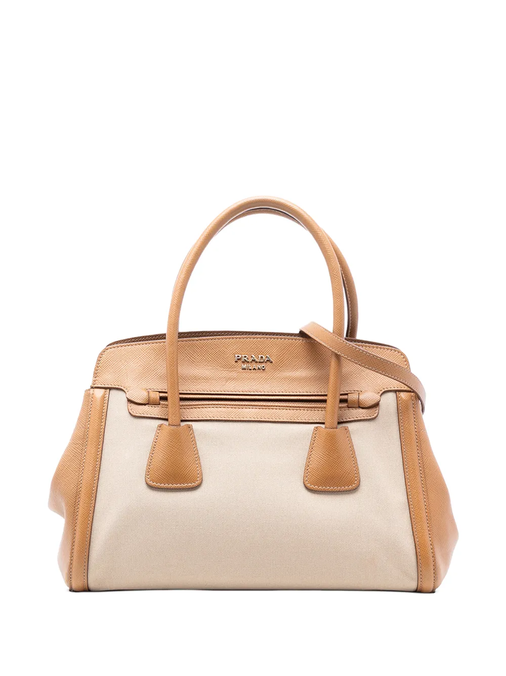 Prada Pre-Owned 2010-2025 Saffiano Cuir Trimmed Canapa satchel - Marrone