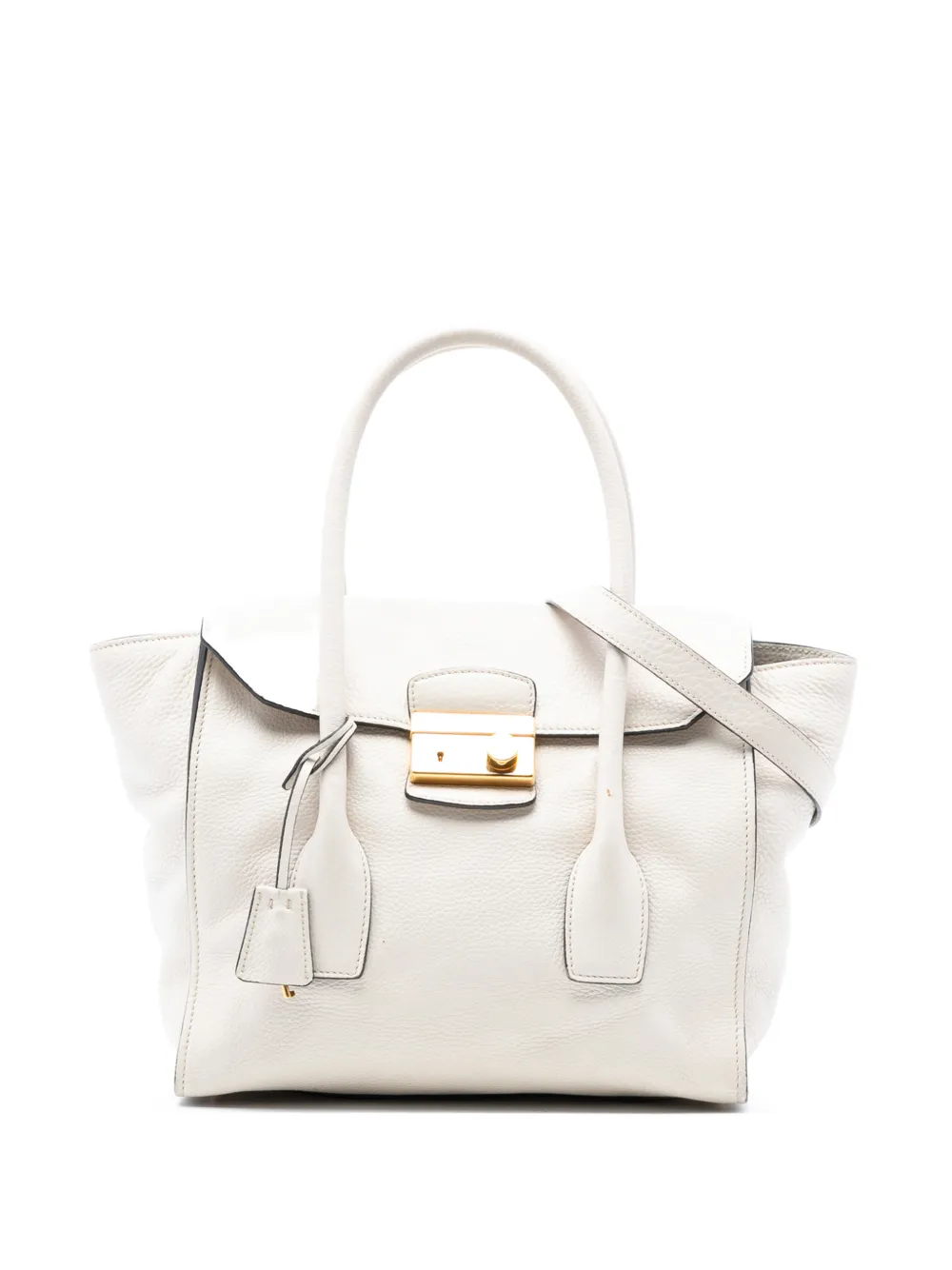 Prada Pre-Owned 2013-2025 Vitello Daino Sound Lock satchel - Bianco