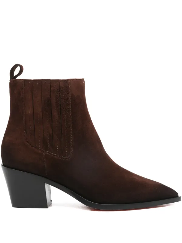 Santoni Pointed-toe Suede Boots in Brown