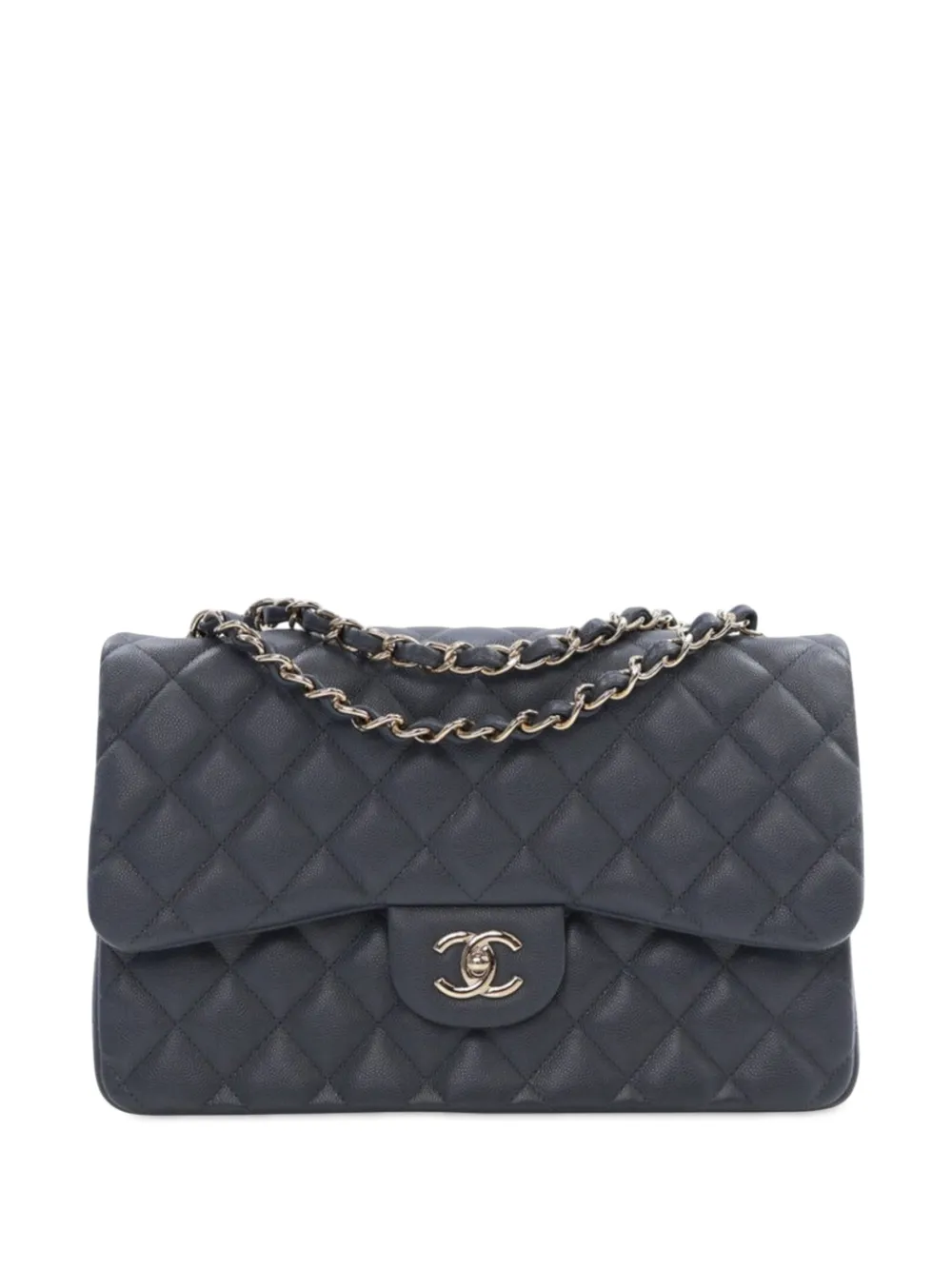 CHANEL Pre-Owned 2018-2019 Jumbo Classic Caviar Double Flap shoulder bag - Blu
