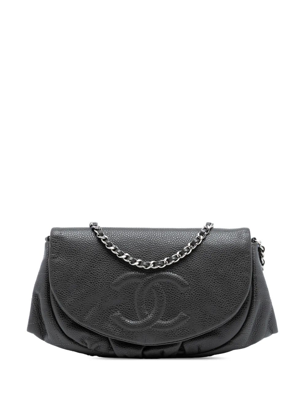 CHANEL Pre-Owned 2012 CC Caviar Half Moon Wallet on Chain crossbody bag - Grigio