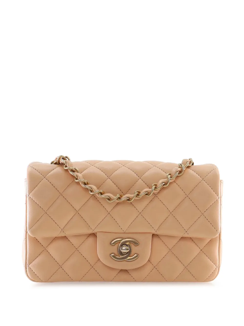 CHANEL Pre-Owned 2019 Mini Rectangular Classic Lambskin Single Flap crossbody bag - Marrone