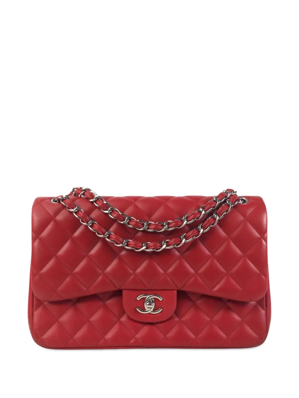 CHANEL Pre-Owned 2012-2013 Jumbo Classic Lambskin Double Flap shoulder bag - Rosso
