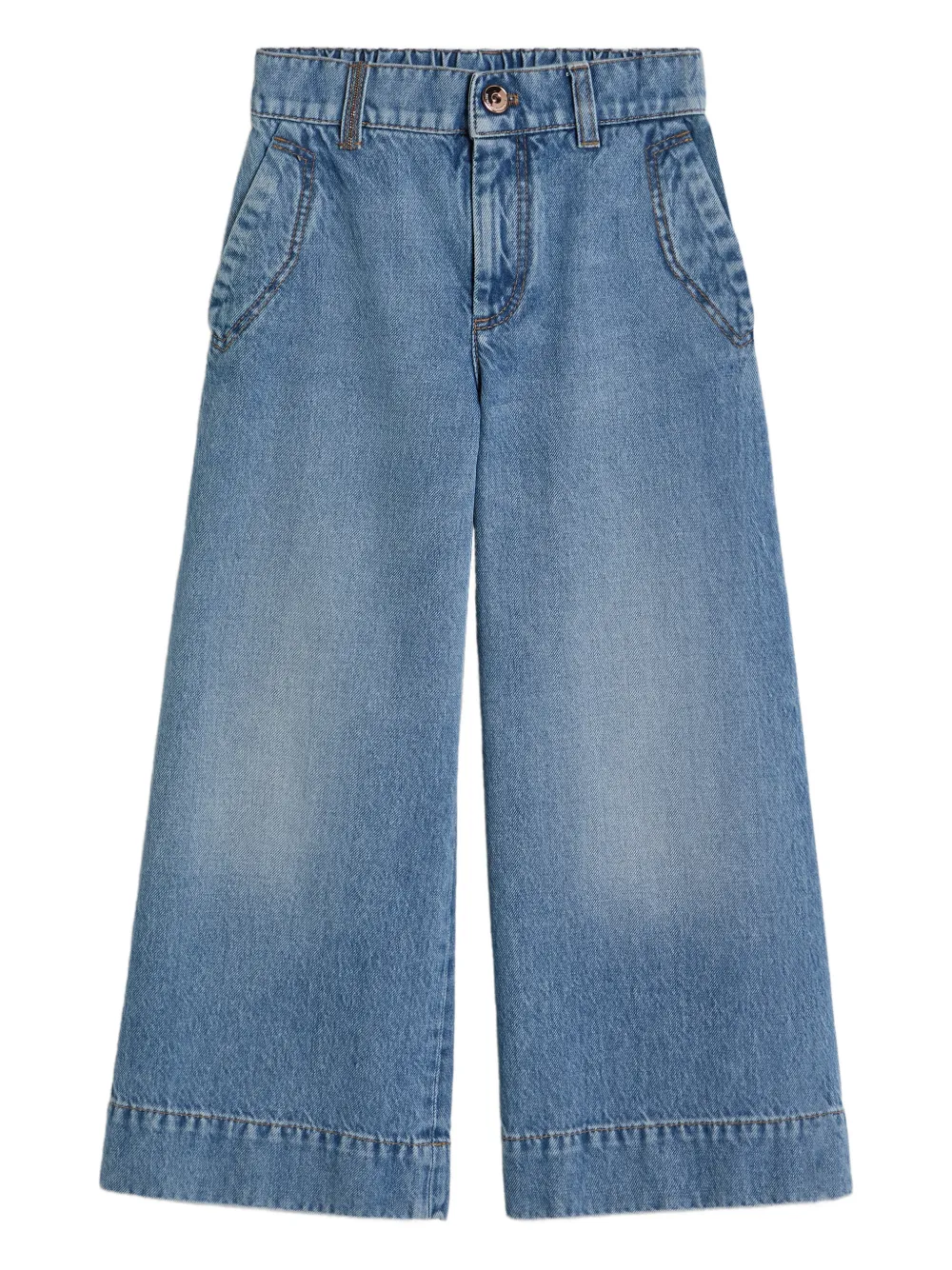 Brunello Cucinelli Kids Jeans svasati con finitura Monili - Blu