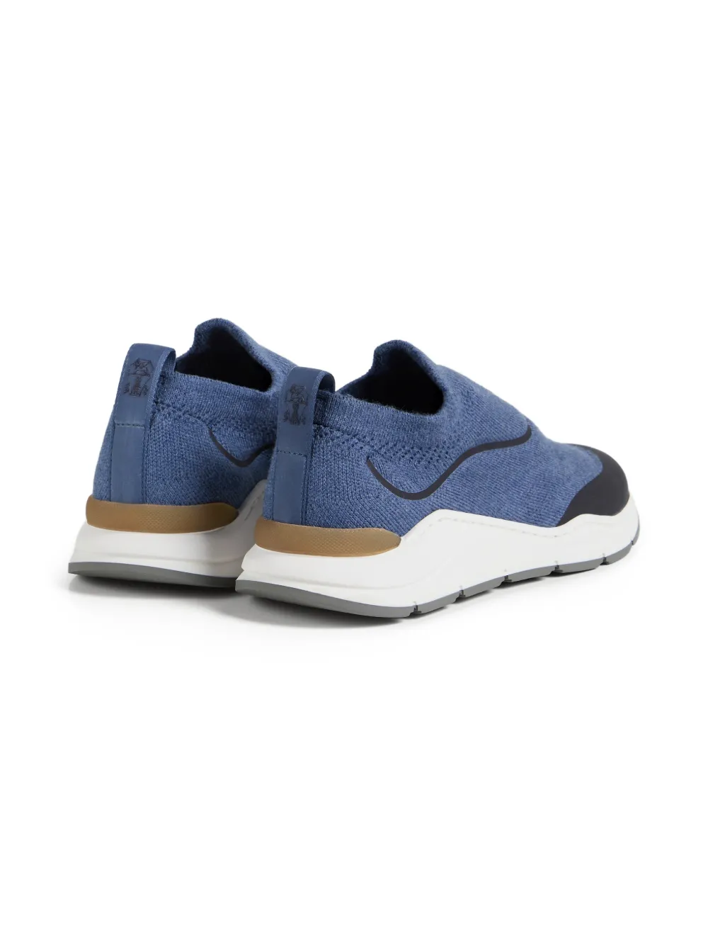 Brunello Cucinelli Kids Slip-on sneakers met logoprint Blauw