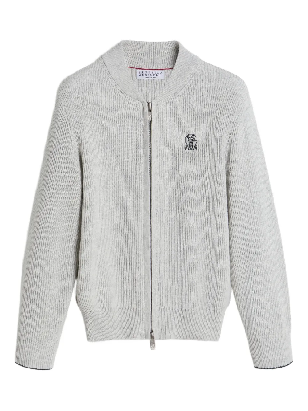 Brunello Cucinelli Kids Cardigan con zip - Grigio