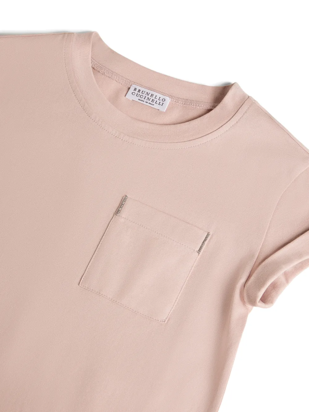 Brunello Cucinelli Kids Katoenen jersey T-shirt met monili Roze