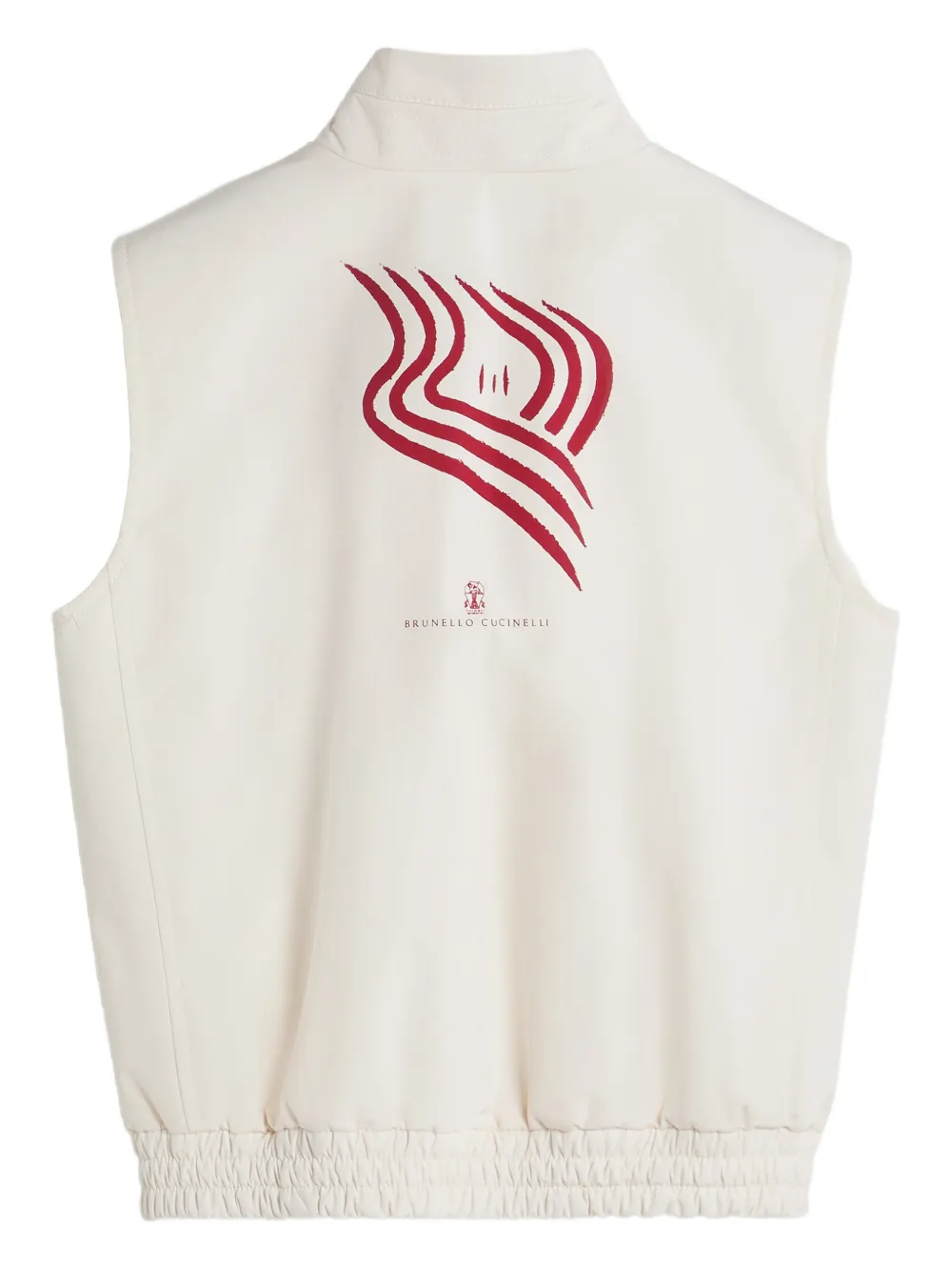 Brunello Cucinelli Kids Gilet met rits en print op de rug Wit
