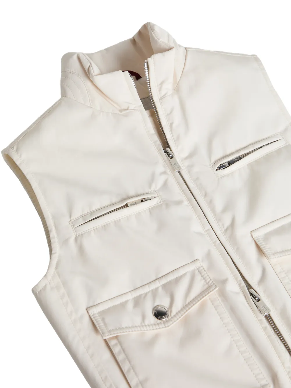 Brunello Cucinelli Kids Gilet met rits en print op de rug Wit