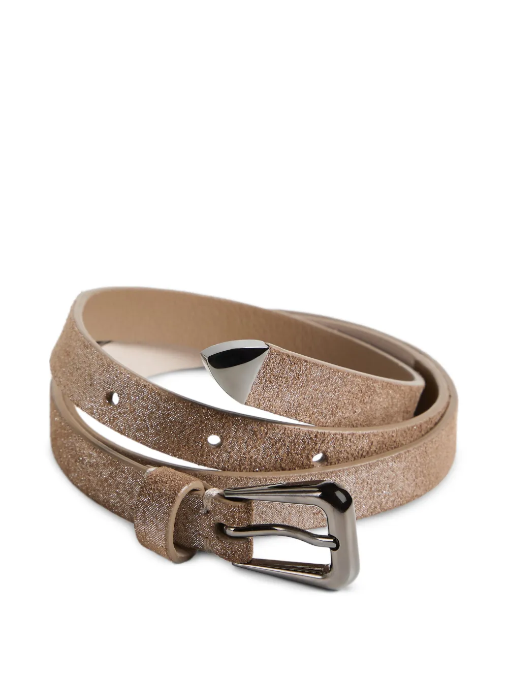 Brunello Cucinelli Kids Lam&eacute; su&egrave;de riem - Beige