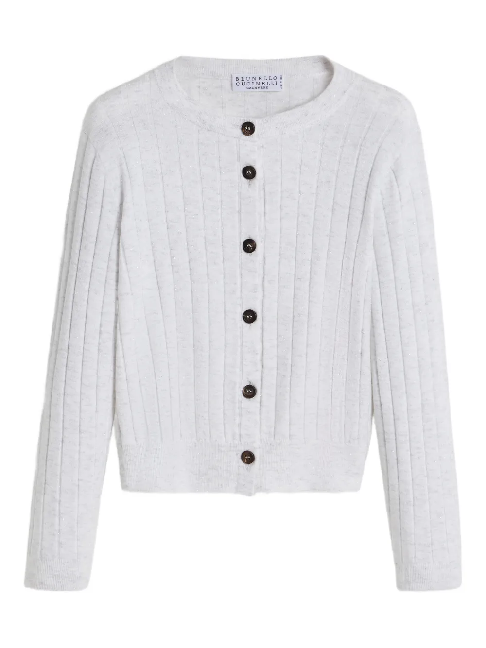 Brunello Cucinelli Kids Cardigan a coste in cashmere - Grigio