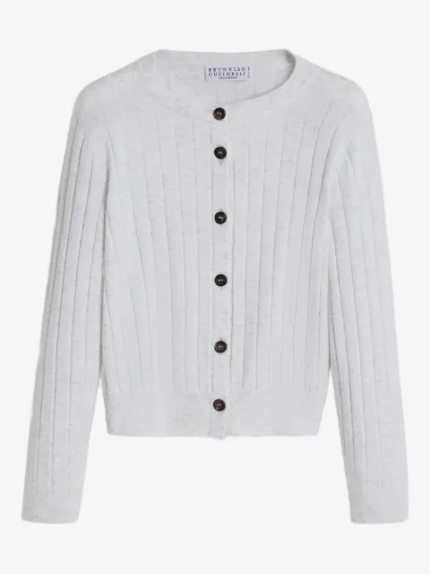 Brunello Cucinelli Kids cárdigan de cachemira tejido de canalé