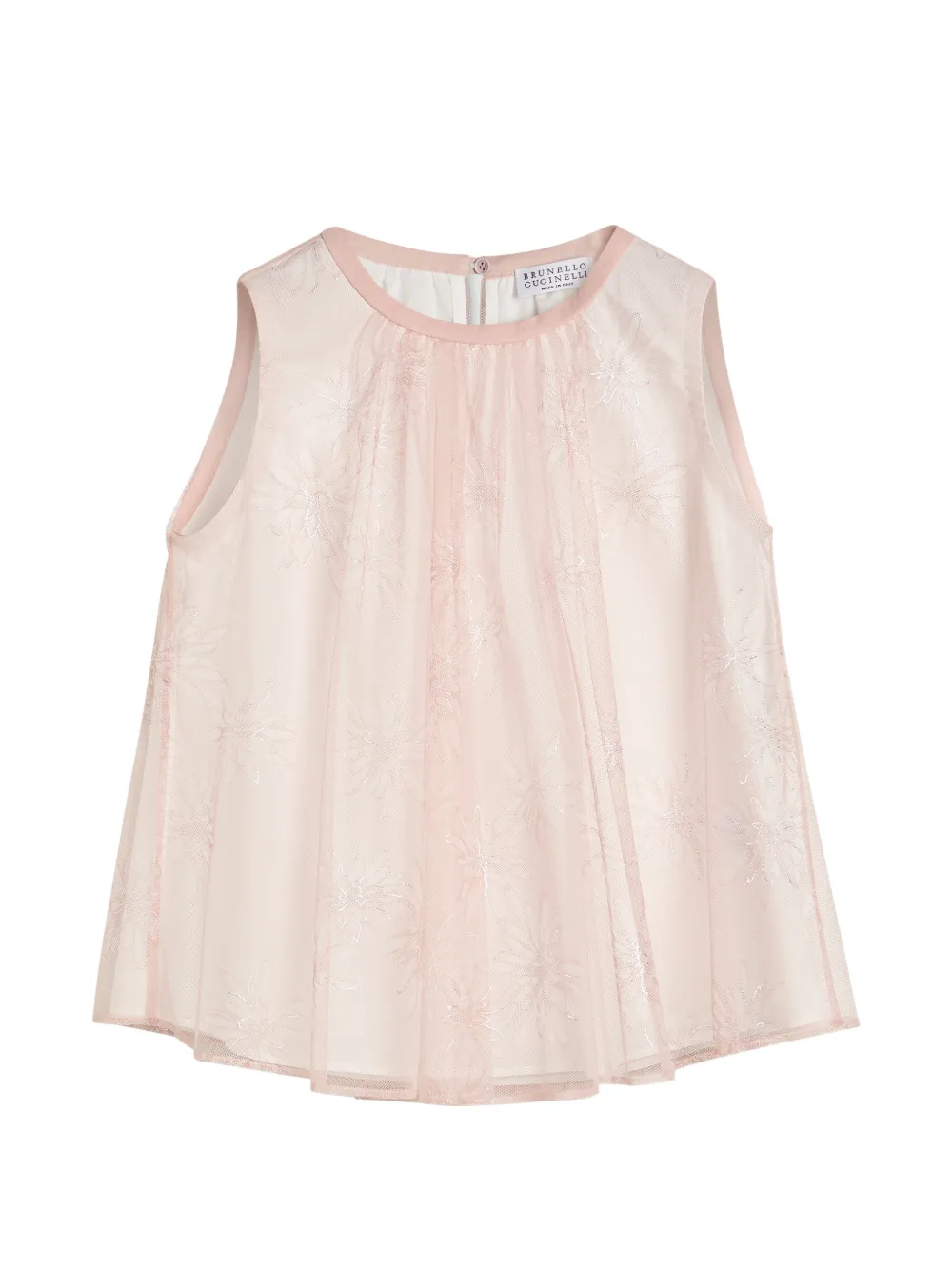 Brunello Cucinelli Kids sparkling daisy-print tulle top - Rosa