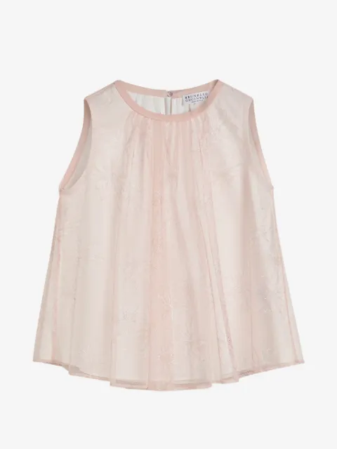 Brunello Cucinelli Kids sparkling daisy-print tulle top