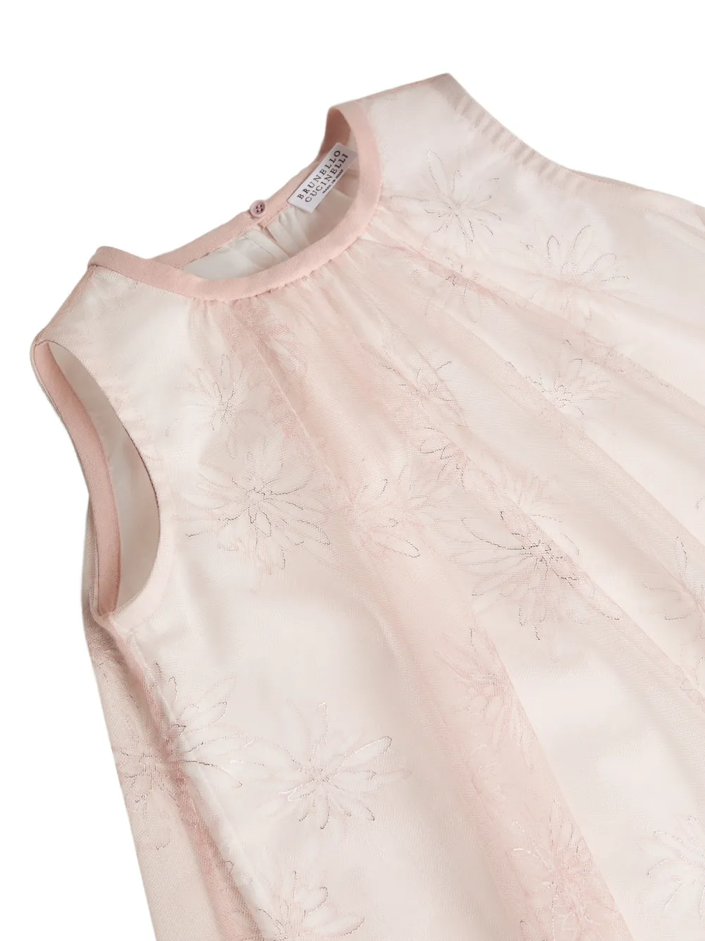  Brunello Cucinelli Kids Sparkling Daisy-print Tulle Top - Pink 