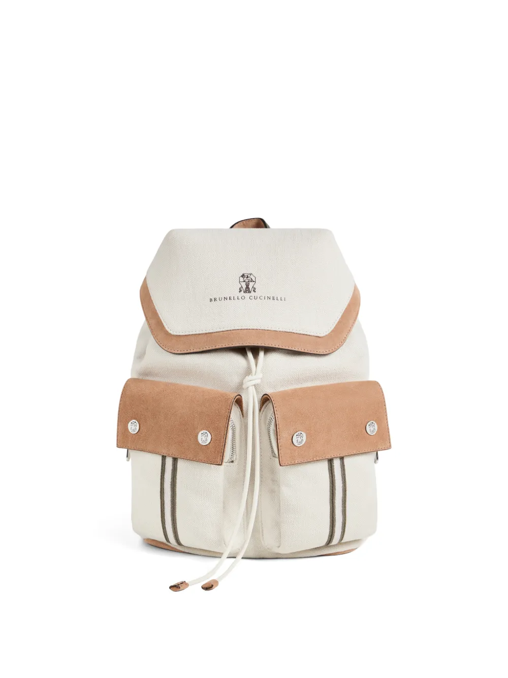 Brunello Cucinelli Kids Zaino con logo ricamato - Toni neutri