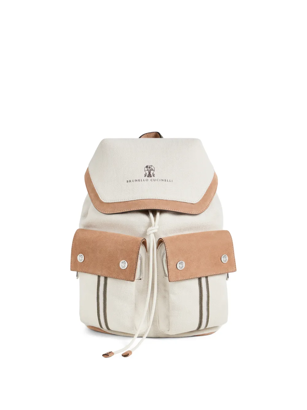 Brunello Cucinelli Kids Zaino con logo ricamato - Toni neutri