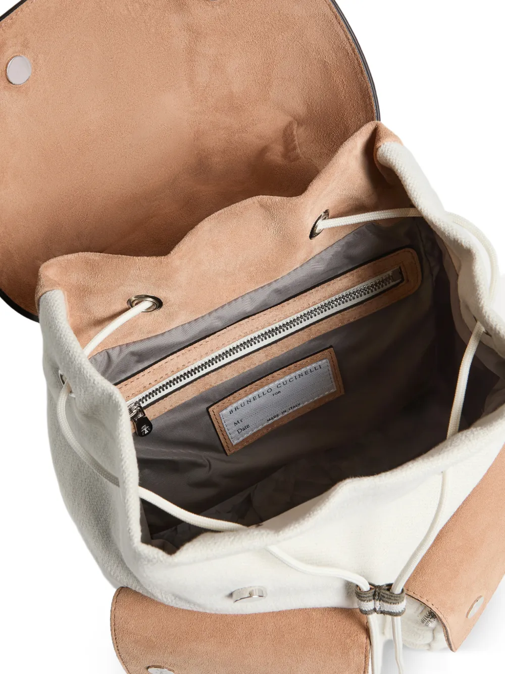  Brunello Cucinelli Kids Logo-embroidered Backpack - Neutrals 