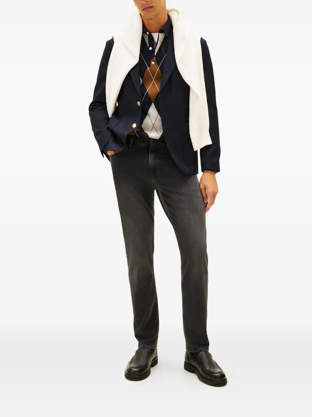 Tommy Hilfiger logo-patch slim-fit jeans - Grijs