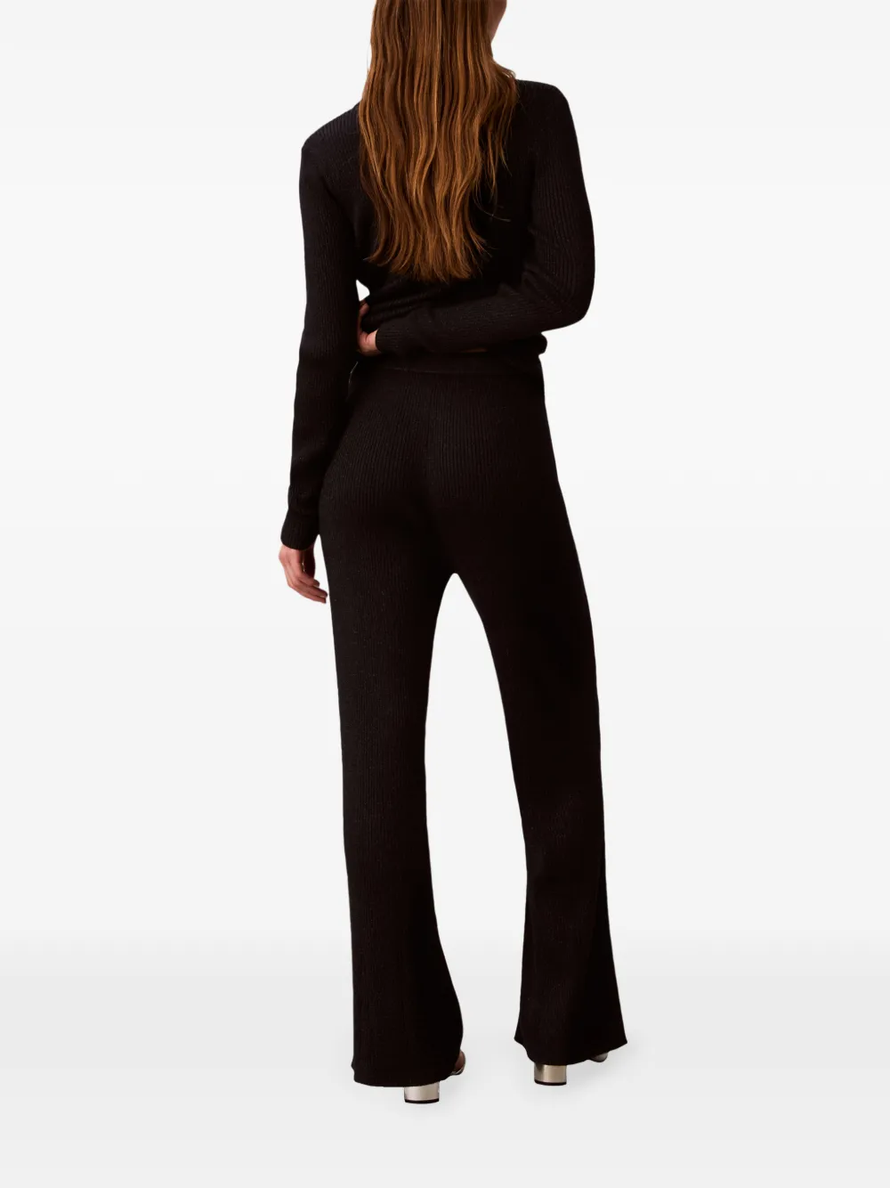  Calvin Klein Elastic-waistband Flared Trousers - Black 