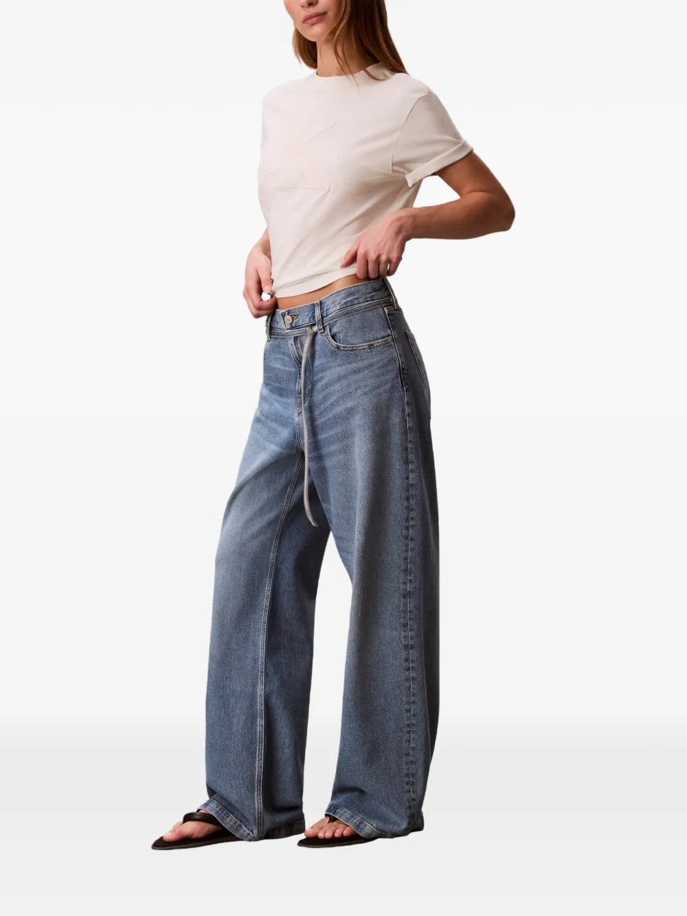  Calvin Klein Pantalones Rectos Con Pinzas - Azul 