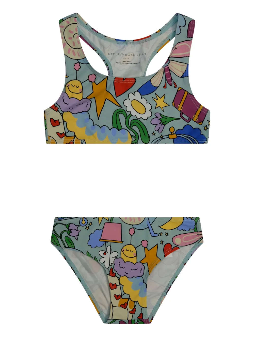 Stella McCartney Kids floral-print swimsuit - Blu
