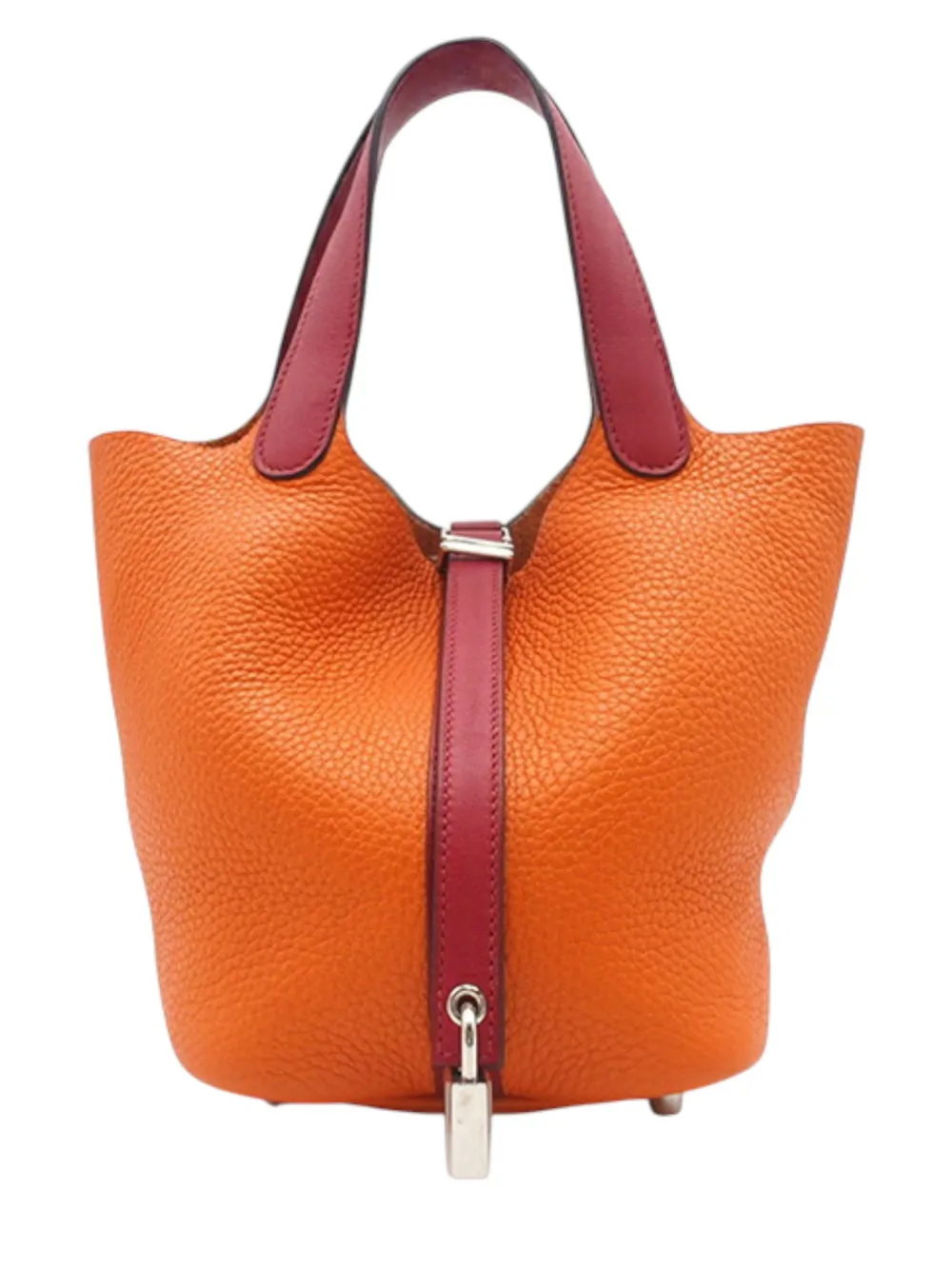 Hermès Pre-Owned 2016 Bicolor Clemence and Swift Picotin Lock 18 handbag - Arancione