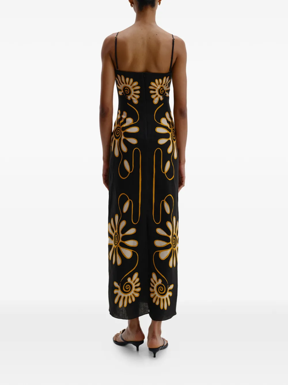 Cala de la Cruz Samantha floral midi dress - Zwart