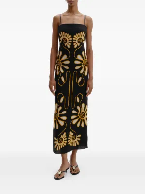 FARM Rio floral-embroidered Maxi Dress | Red | FARFETCH