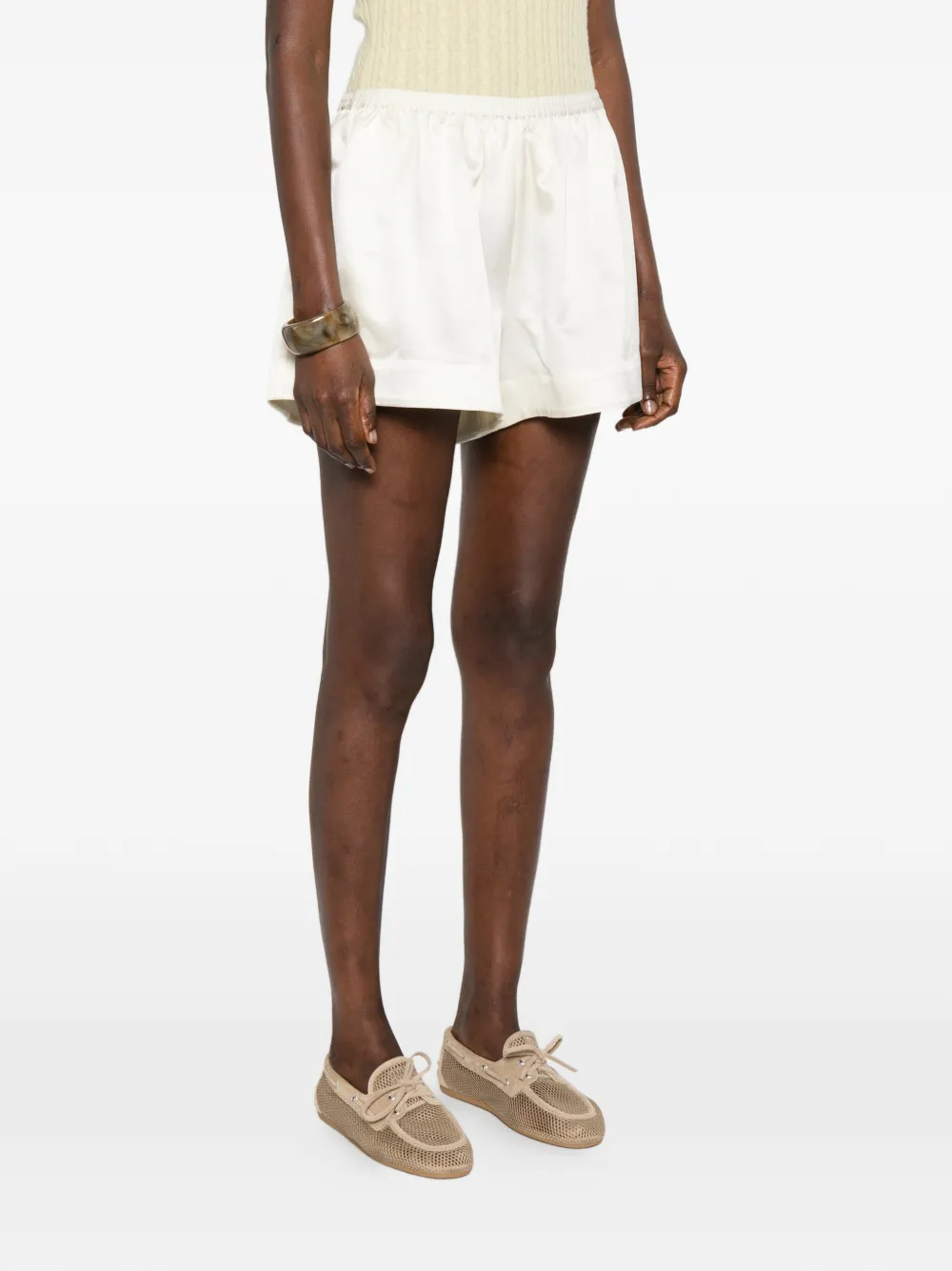  Soft Goat Elasticated-waistband Shorts - Neutrals 