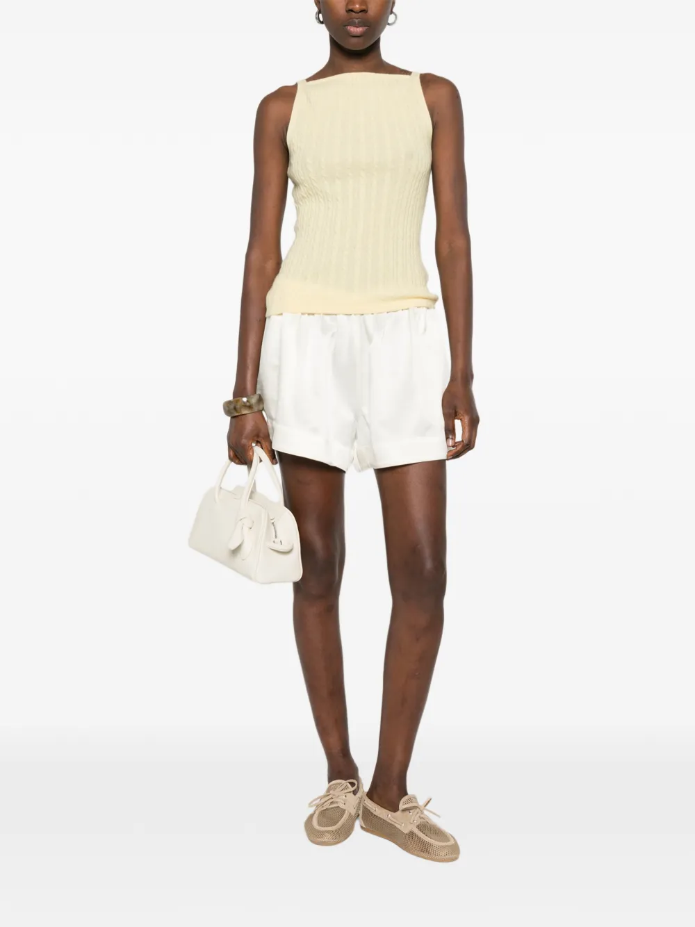  Soft Goat Elasticated-waistband Shorts - Neutrals 